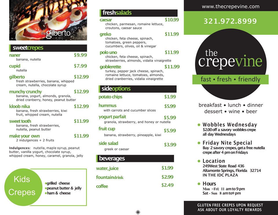 Crepevine Orlando Menu